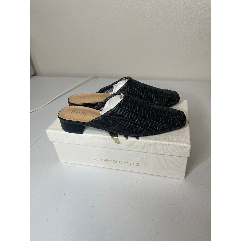 Black Woven Mules by Miracle Miles Size 7.5